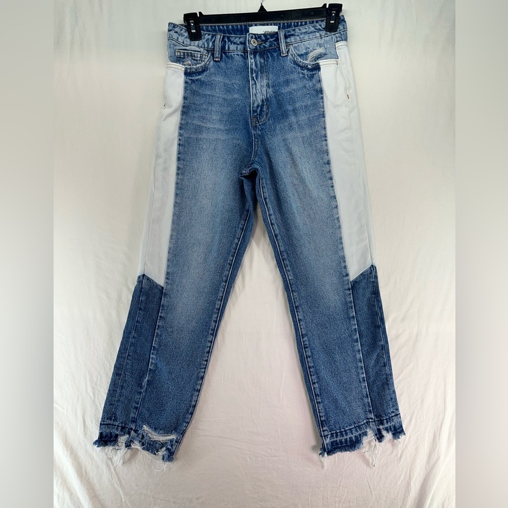 Vervet Beverley Jeans High-rise Colorblock Straight Crop Distressed Size 28
